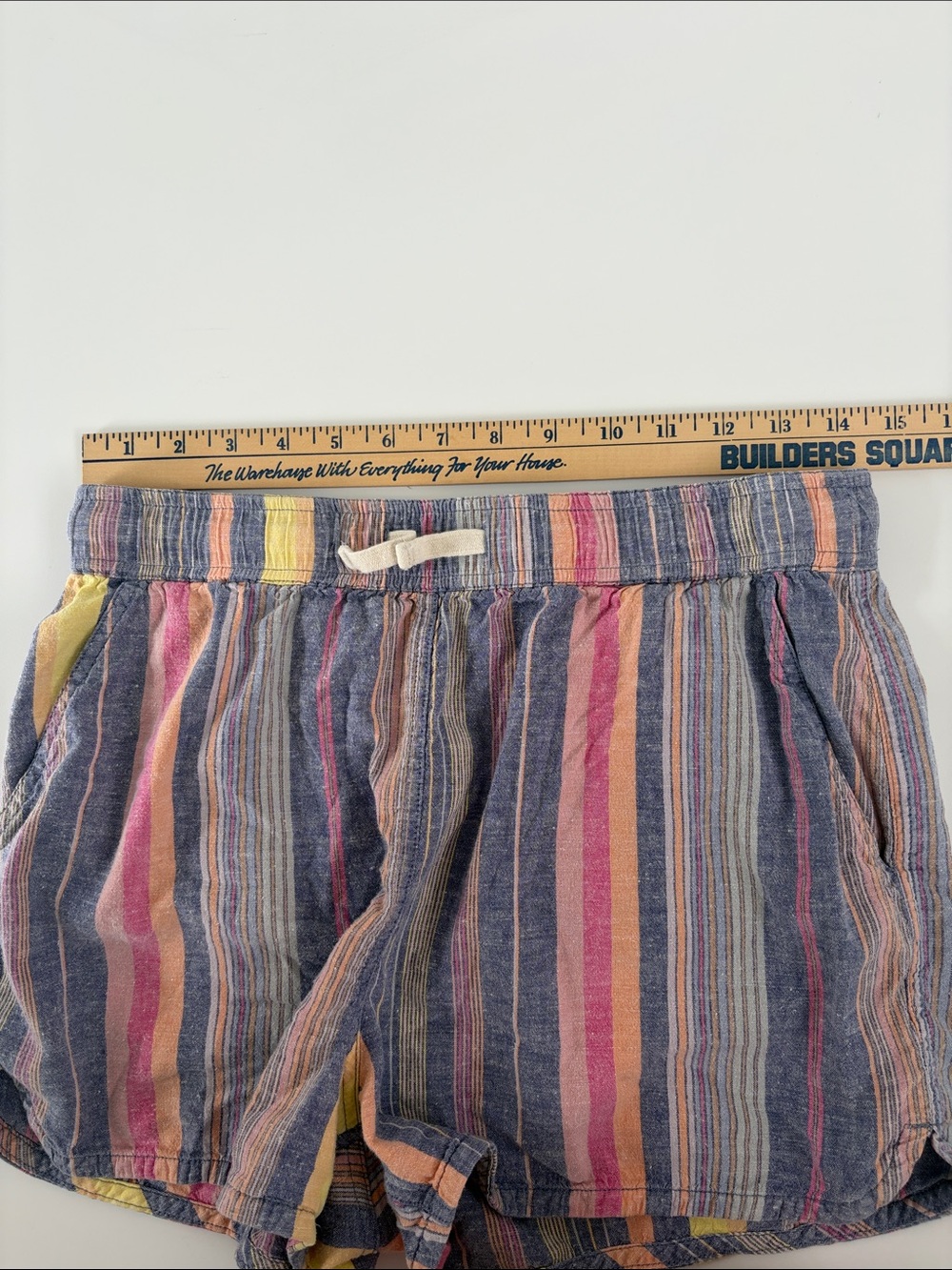Marine Layer Striped Drawstring Hemp Blend Pull-On Beach Shorts Coastal Summer - Picture 10 of 10